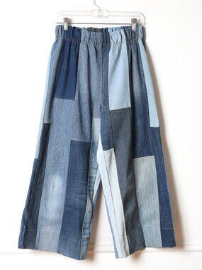 SHANNON PASSERO Upcycled Patchwork Denim Crop Pants